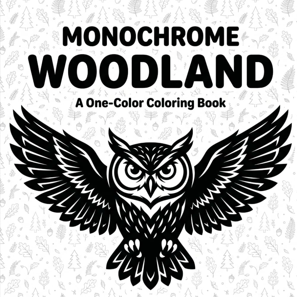 Monochrome Woodland Papercut Style Coloring Book: Simple High Contrast Animal Silhouettes and Cute Forest Scenes for Relaxation