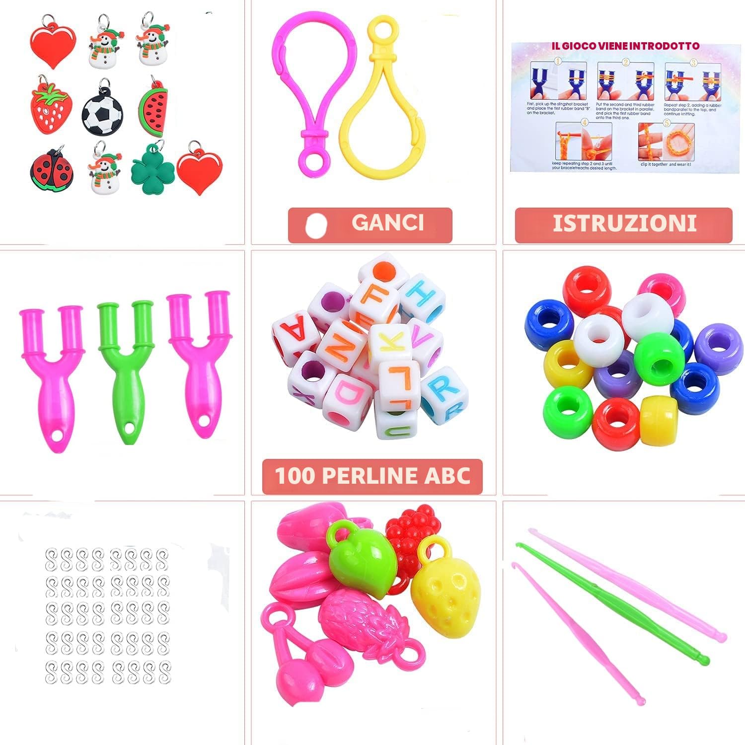 Yestrong Elastici per Braccialetti, 2500+ Bracciale Elastici Colorati Loom Bands Kit 40 griglia, fai da te Bambina Elastici di Gomma Bracciale Lavorare