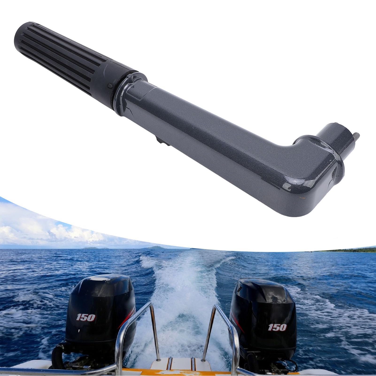 Gavigain Outboard Motor Throttle Handle Assembly Aluminum Steering Handle 2 Stroke 9.8HP for Boat Aluminum Steering