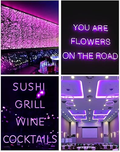 Miniatura 5 de ALITOVE Tira de luces de neón moradas de silicona flexible LED para dormitorio, letreros de neón, decoración de pared, 12 V CC, 16.4 pies, 600 LED,