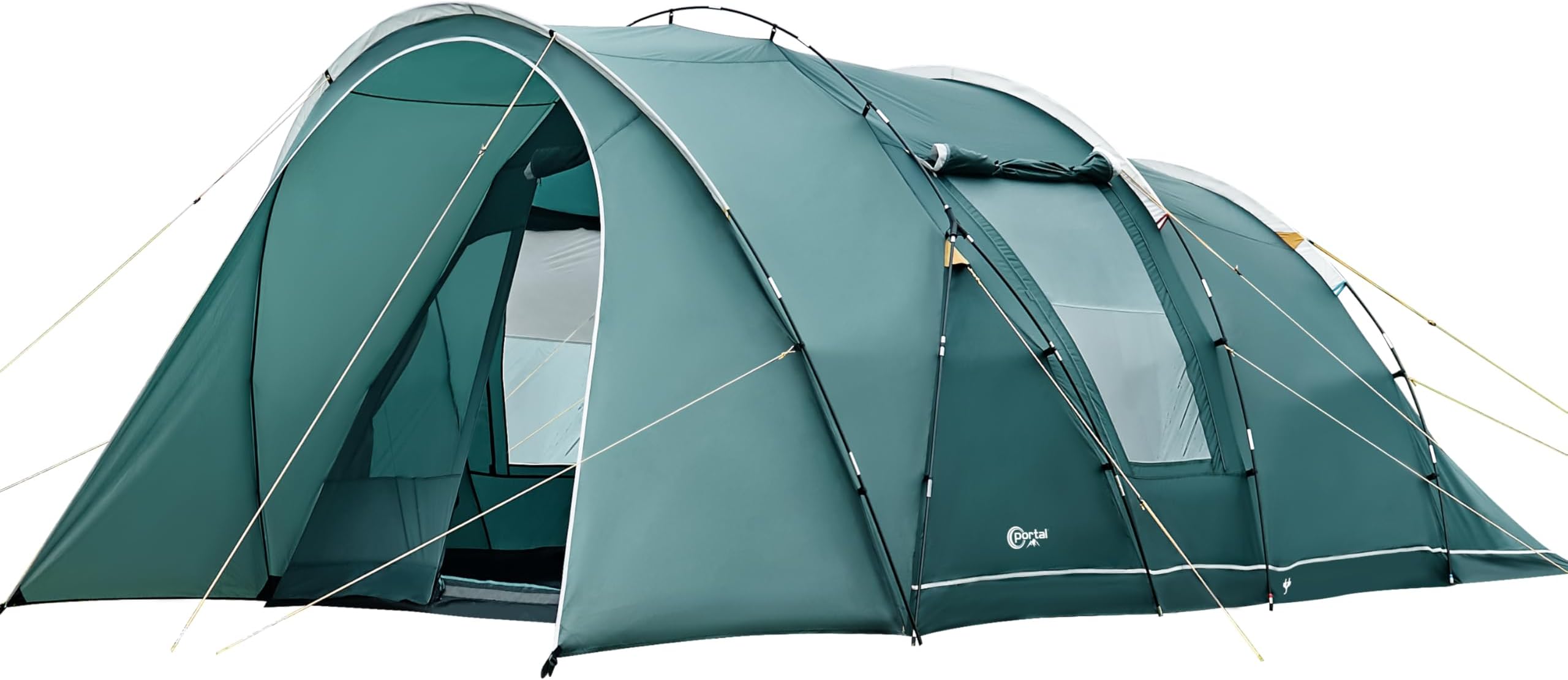 Luxury 6 Man Tunnel Tent Large Family Tent with Living Area 2 Bedroom Dividable 3000mm Waterproof 5 Man Camping Tall Standing up Height with Sewn-in Groundsheet 5-6 Person