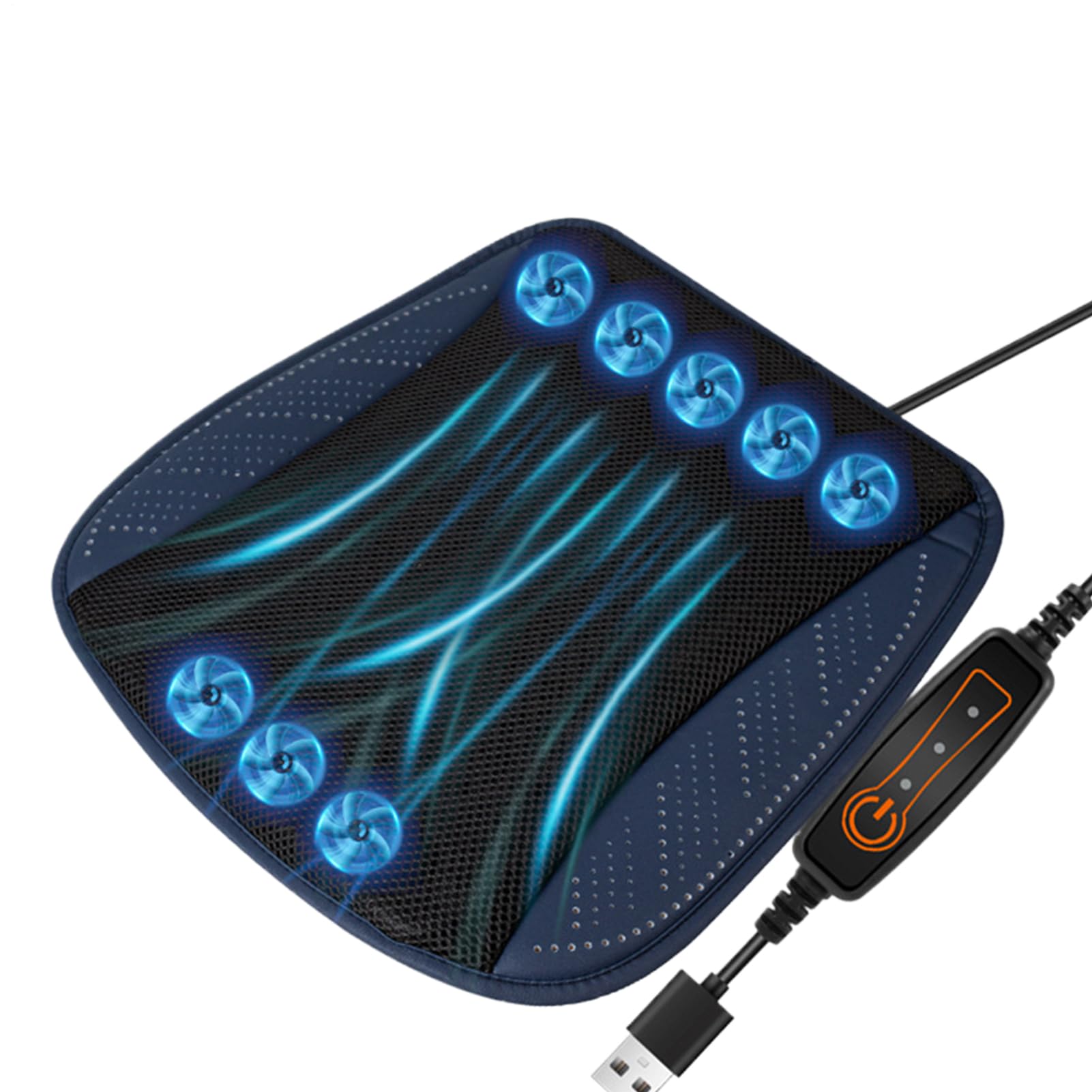 Coussin de siege de voiture refrigerant ventile a 8 ventilateurs et trois vitesses de flux