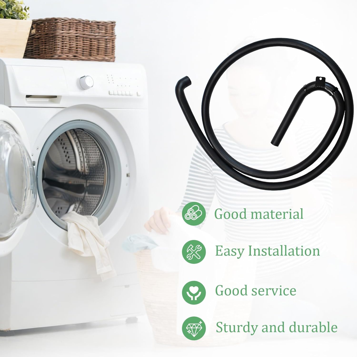 DRNEXT4 Washer Drain Hose Compatible With Whirlpool Ma-ytag Washer WTW5000DW2 WTW5000DW3,Replace W11199820 W11203364 W10821090 W11199768(W11244231 Extended Edition)