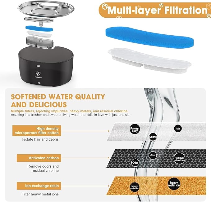 Fuente de Agua para Gatos Inalámbrica Acero Inoxidable 3.2L miniatura 7