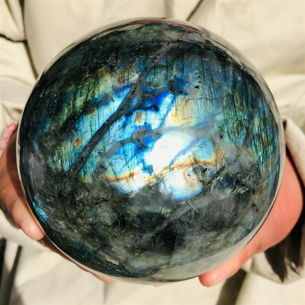 SHFTQXSLAT Labradorite Crystal Orb Gemstone Sphere Ball Ornaments (Size : 1200-1300g)