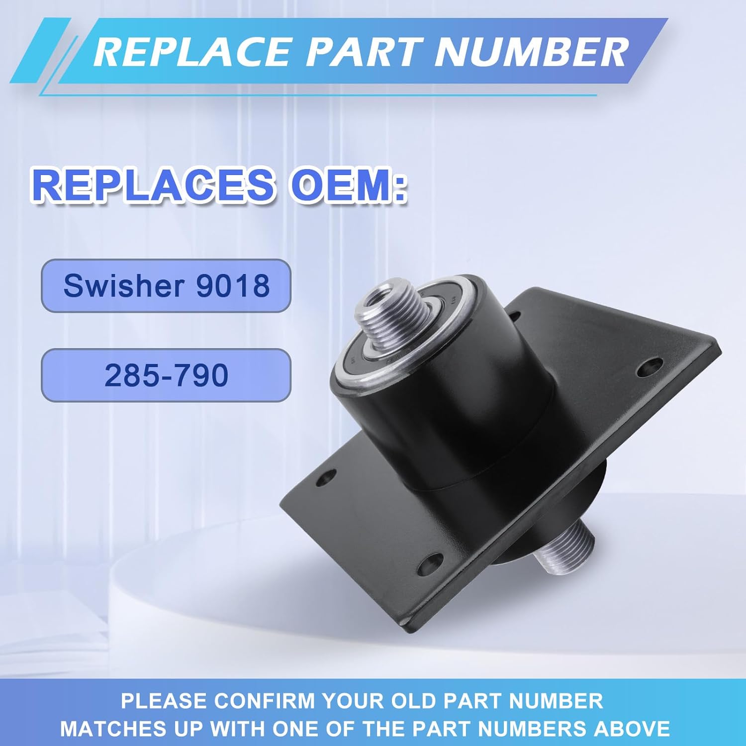 Lawn Mower Blade Drive Spindle 285-790 Replaces Swisher 9018 Compatible with Swisher ZT-2250 Zero Turn Mowers Pull Behind Driver with Four Holes