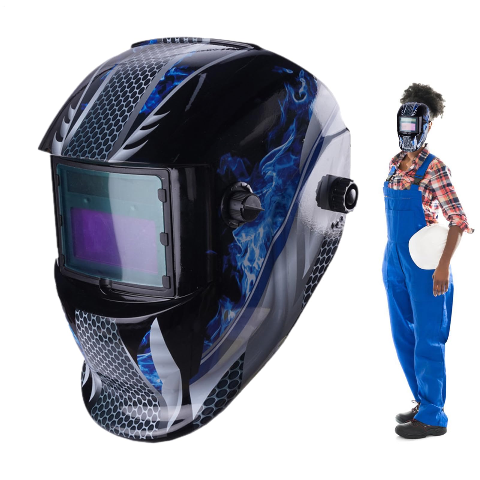 Cagoule de soudage avec assombrissement automatique, masque de soudage avec large écran de vision, masques électriques à obscurcissement automatique