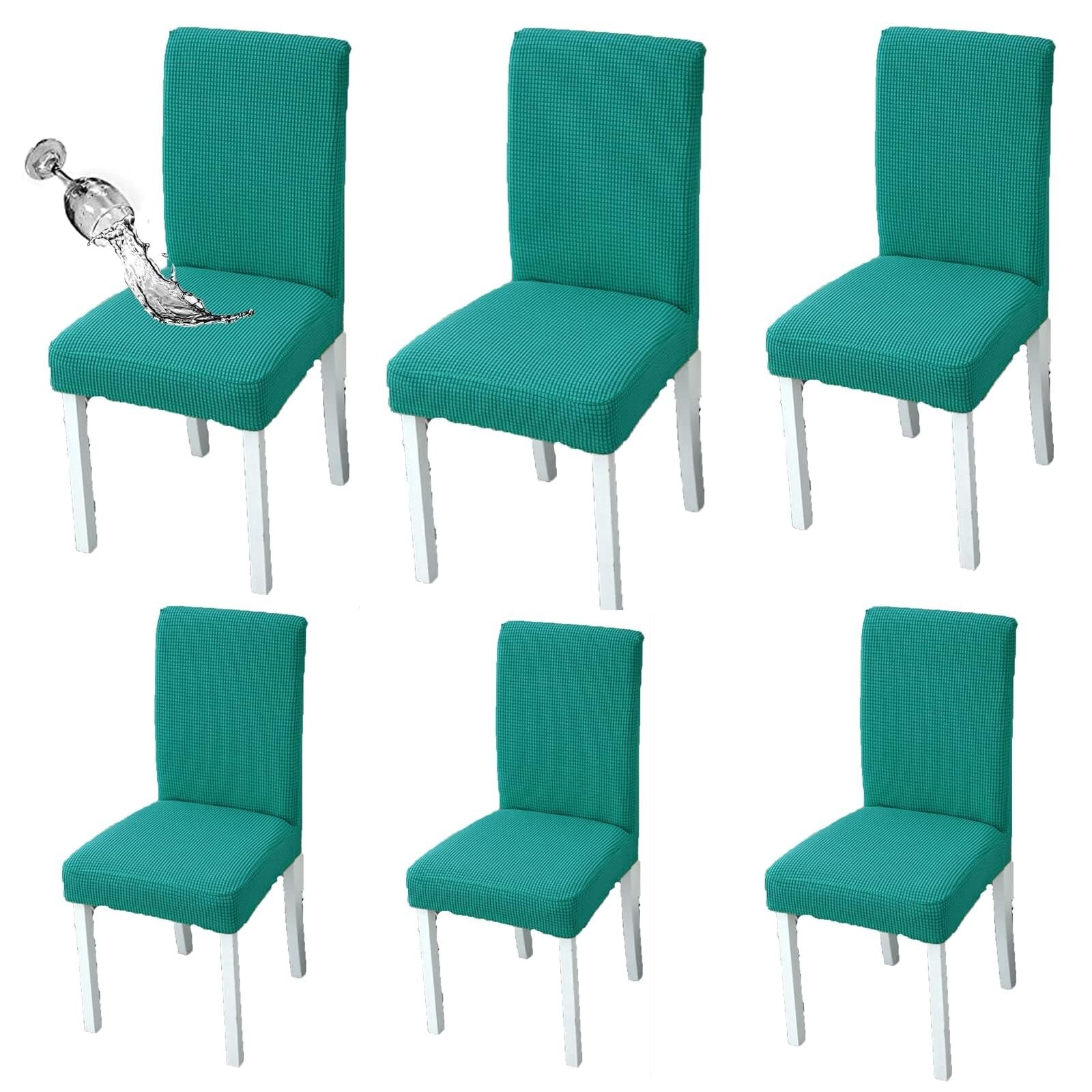 NMVAWIPT Waterproof Dining Chair Covers With Elastic Hem, Stretch Removable Washable Seats Slipcovers(9#,6pcs)