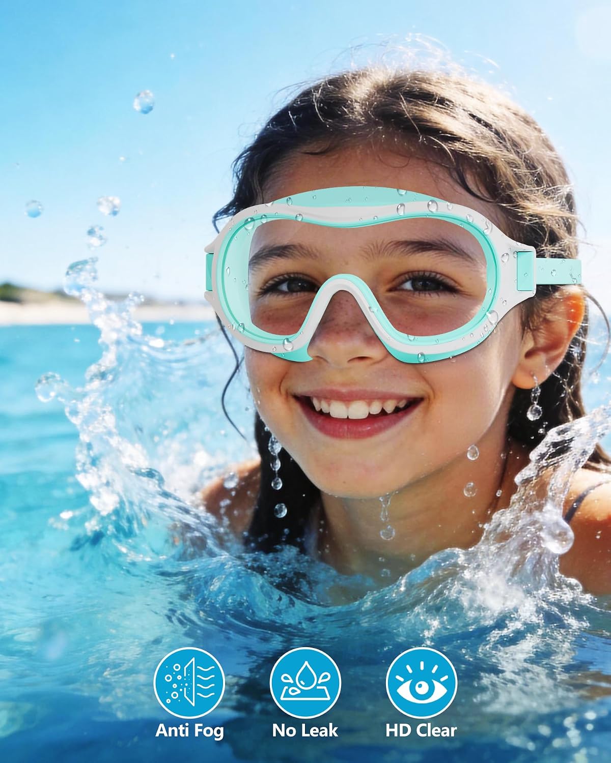 Aegend 2 Pack Swim goggles for Kids 3-15, Anti-Fog Anti-UV Wide Vision Waterproof, No leak Swimming goggles for Boys Girls image 2