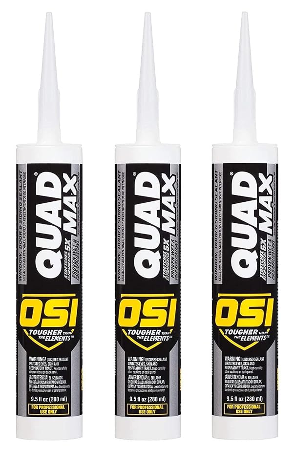 3 Pack OSI Sealants 9.5 oz Quad Max Window, Door and Siding Sealant, White by OSI - Used condition - US$39.47