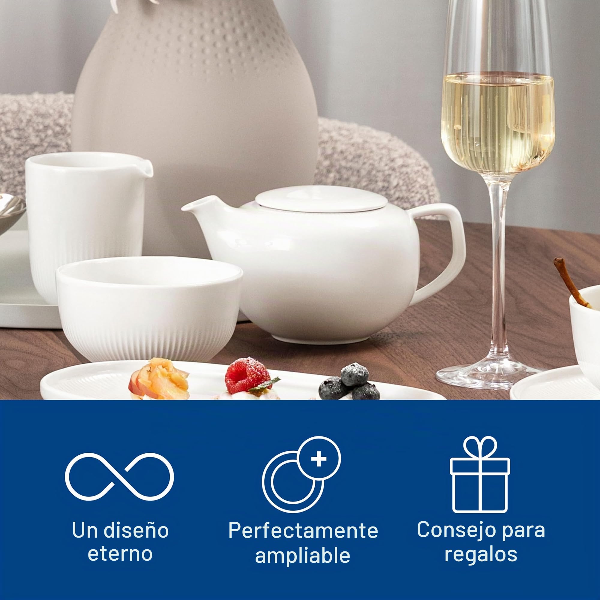Villeroy & Boch - Afina tetera con tapa y filtro, tetera de porcelana Premium, Made in Germany, apta para lavavajillas y microondas, blanca