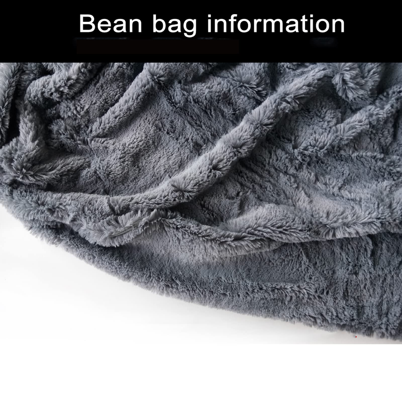 Big Round Bean Bag Solo copertura per sedia, gigante, traspirante e confortevole per il soggiorno degli adulti, morbido e soffice pelliccia sintetica BeanBag Lazy Sofa Cover(D86 cm × H56 cm, F)