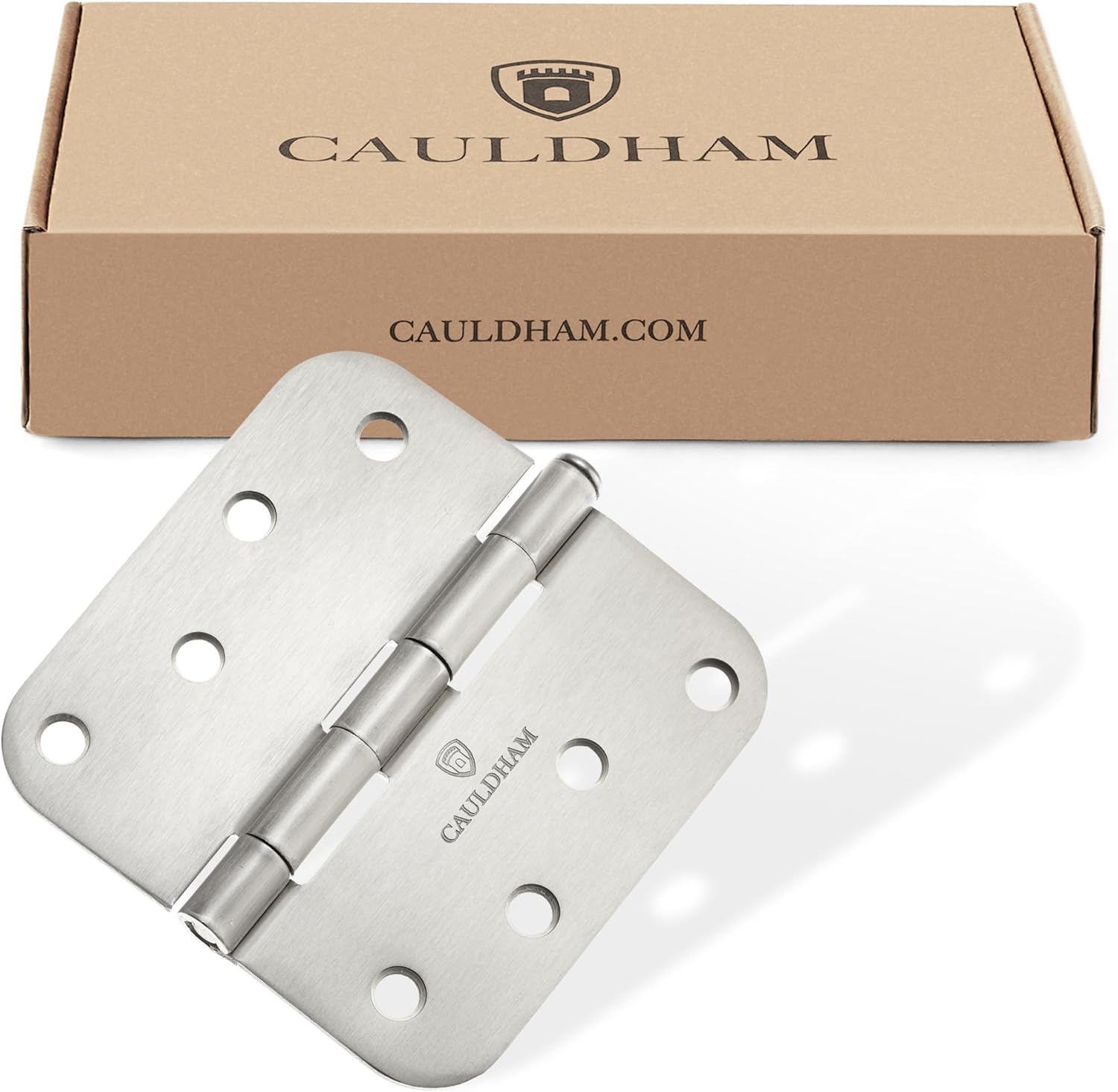 Cauldham (24 Pack) Heavy-Duty 4" Interior Door Hinges with 5/8" Radius Corners - Satin Nickel