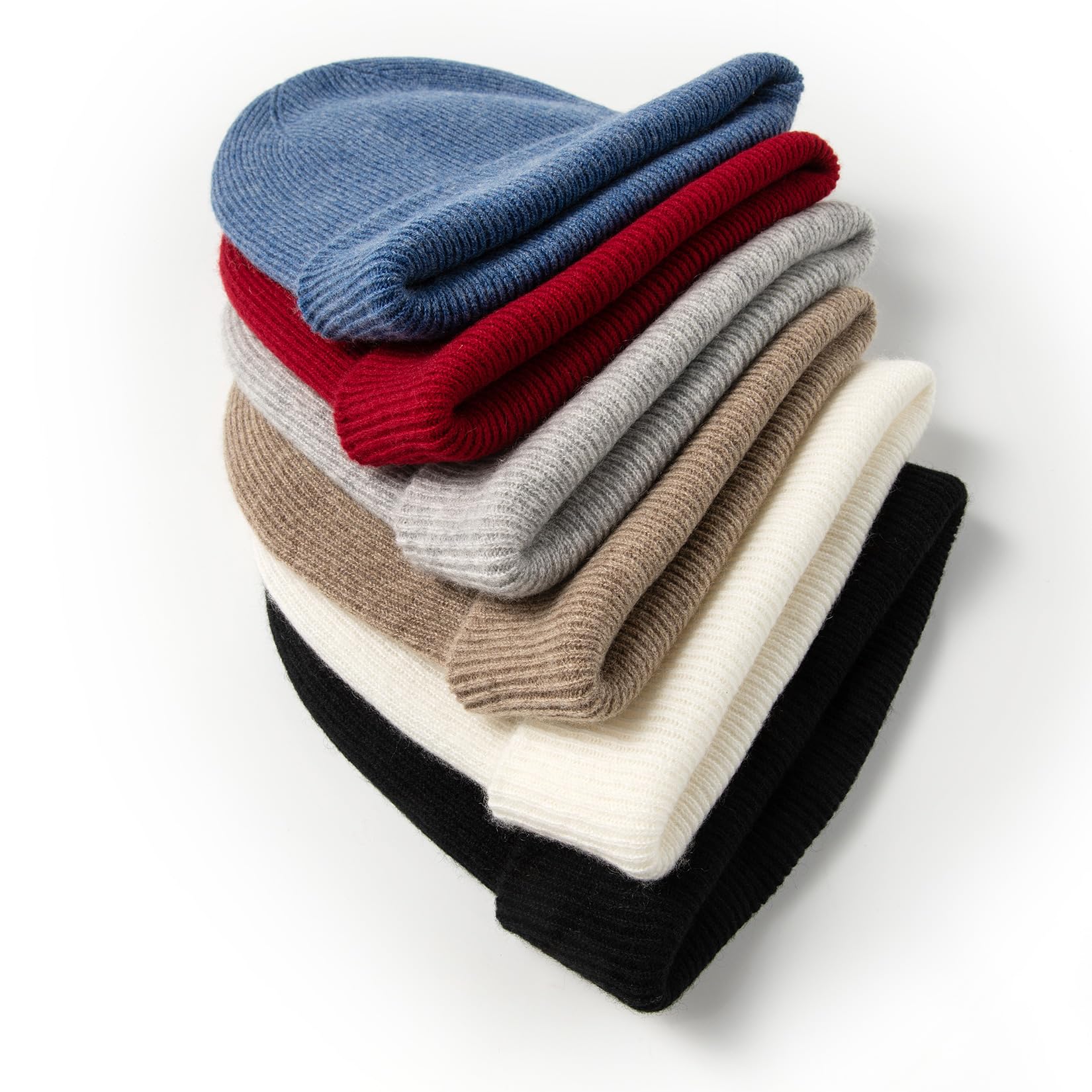 100% Puro Cachemire Cappello a Doppio Strato per Donne e Uomini, Cappello Invernale Morbido a Coste Unisex