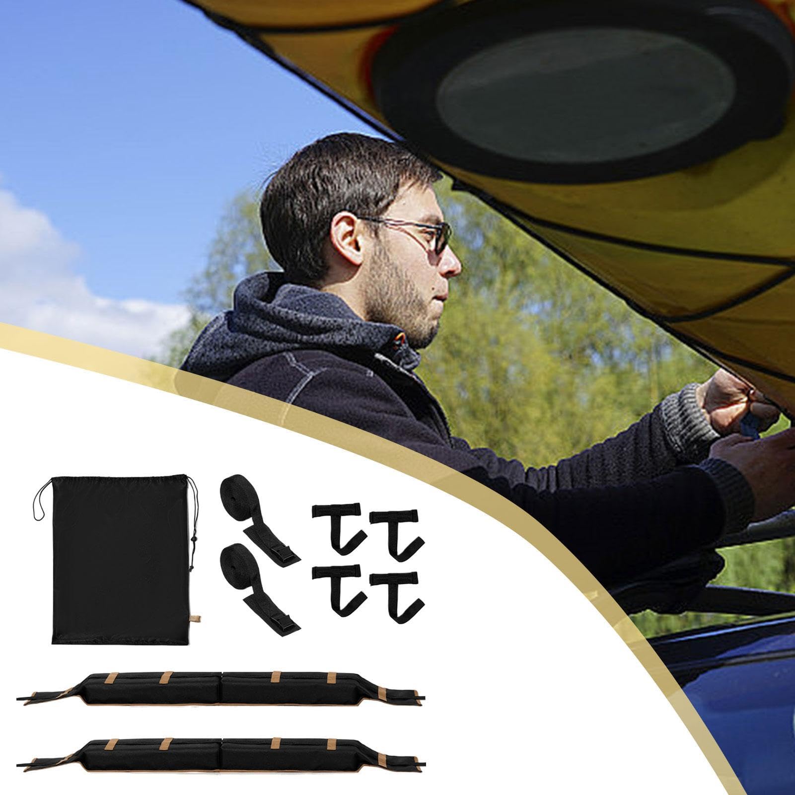 Kajak Dachträgerpolster 2-teilig strapazierfähig weich rutschfest | Paddleboard Dachträgerpolster Zurrgurte für Snowboard Kajak Auto LKW SUV Wohnmobil Roadtrip Reise Camping Abenteuer Outdoor