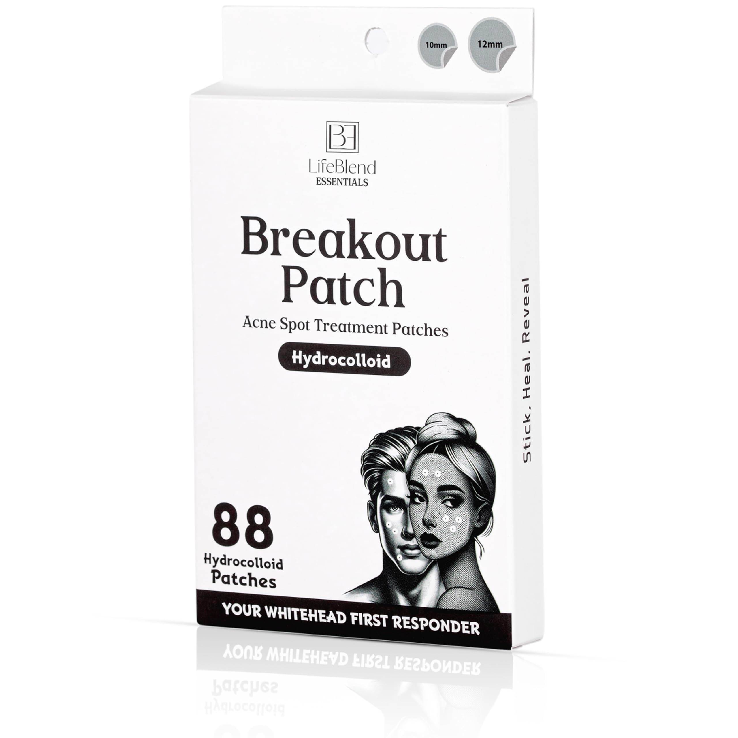 BreakoutPatch Invisible Pimple Patches for Face - Waterproof Hydrocolloid Patch Acne Stickers with Fast-Acting Formula - Sweatproof Acne