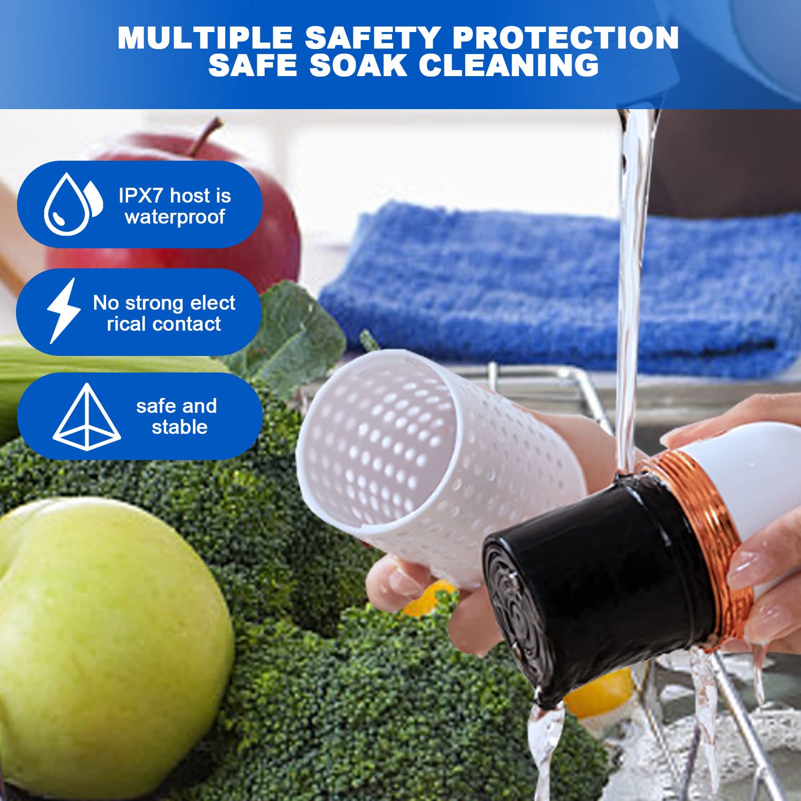 Limpiador de Frutas y Verduras, 4000 mAh Portátil Purificador de Alimentos Inalámbrico USB Charging Automático para el Hogar Mini Limpiador de Alimentos para la Limpieza de Frutas, Verduras (Blanco)