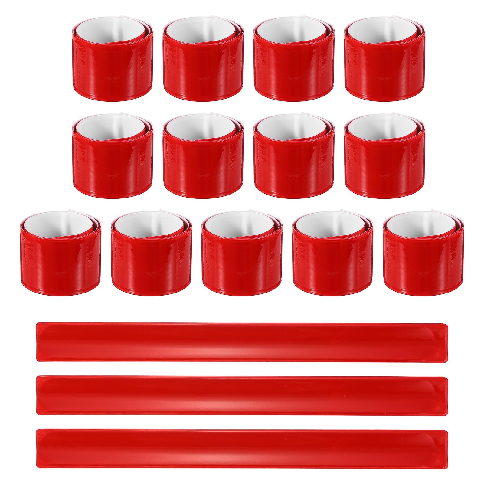 PATIKIL 16Pcs Reflective Arm Bands, 11.8" High Visibility Bands Reflector Running Gear Snap Bracelet for Night Walking Running Cycling, Red (Square)
