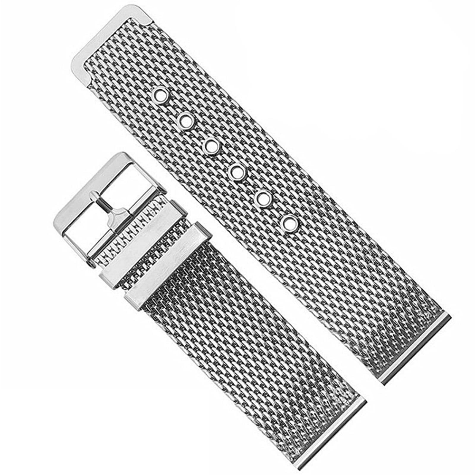 HABITZ 18mm 20mm 22mm 24mm opaska na nadgarstek ze stali nierdzewnej pasek uniwersalny mężczyźni kobiety Mesh Milanese Watchband Link akcesoria do bransoletki złoty (Color : B, Size : 24mm)