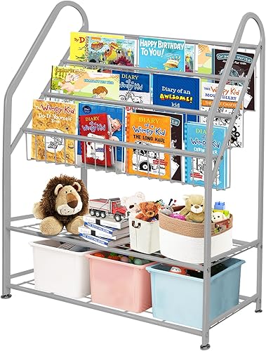 Miniatura 12 de aboxoo Estantería de Metal para Niños Independiente para Habitación de Niños de 25 Pulgadas Estantería Blanca para Niños Pequeños Organizador de