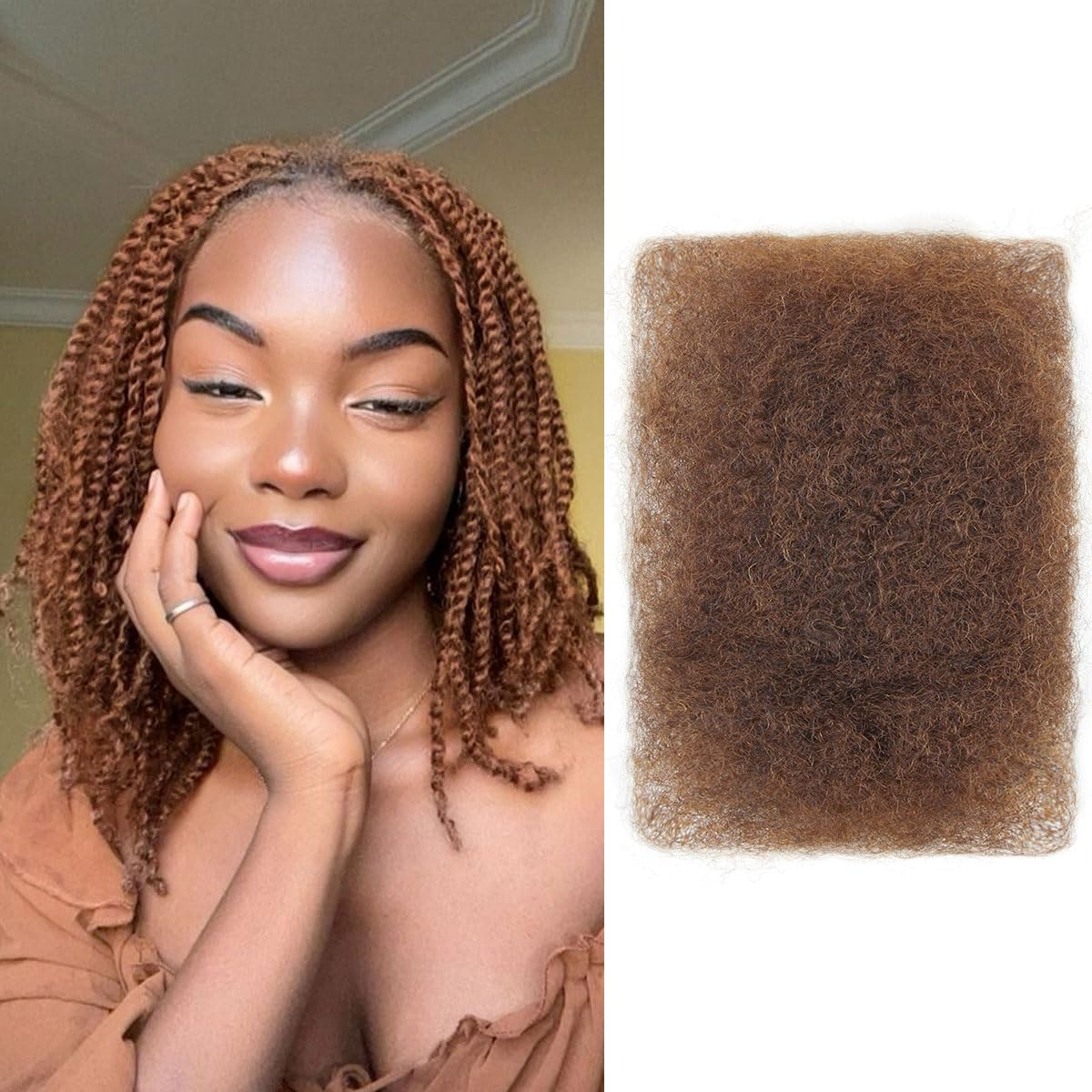 Afro Kinkys Bulk Human Hair, 14 inch 50 Gram 4c Curly Hair for Permanent Sister Locs/Mini Twists/Braids Can Dye and Bleach (#4, 14 Inch)