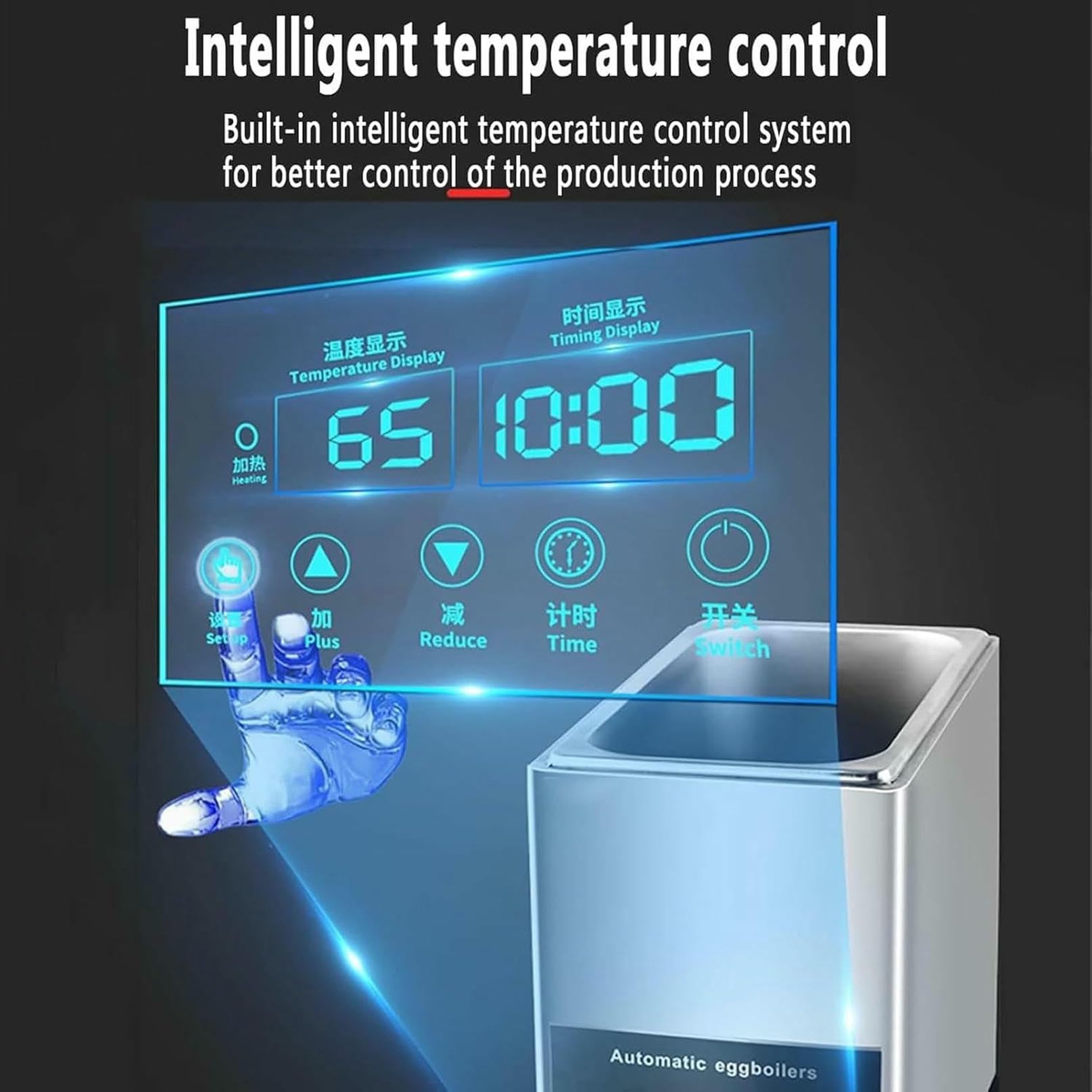 Cocedor de Huevos Inteligente Comercial de Aguas Termales, máquina para hervir Huevos, Capacidad para 50 Huevos, máquina automática eléctrica para Huevos Medio cocidos