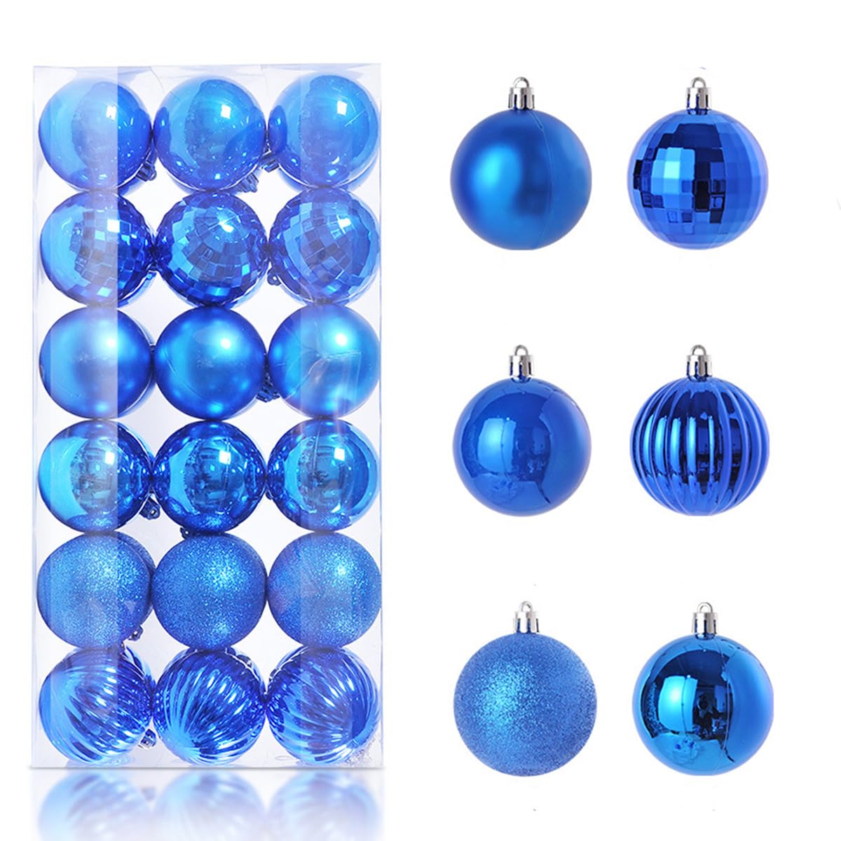 BSTMOME 4CM Hanging Christmas Baubles Christmas Tree Decoration Ball Party Ornaments, Shatterproof Ball Hanging for Xmas Tree Party Decoration Frosted Ball, Matte, Shiny 36 Packs (Blue)