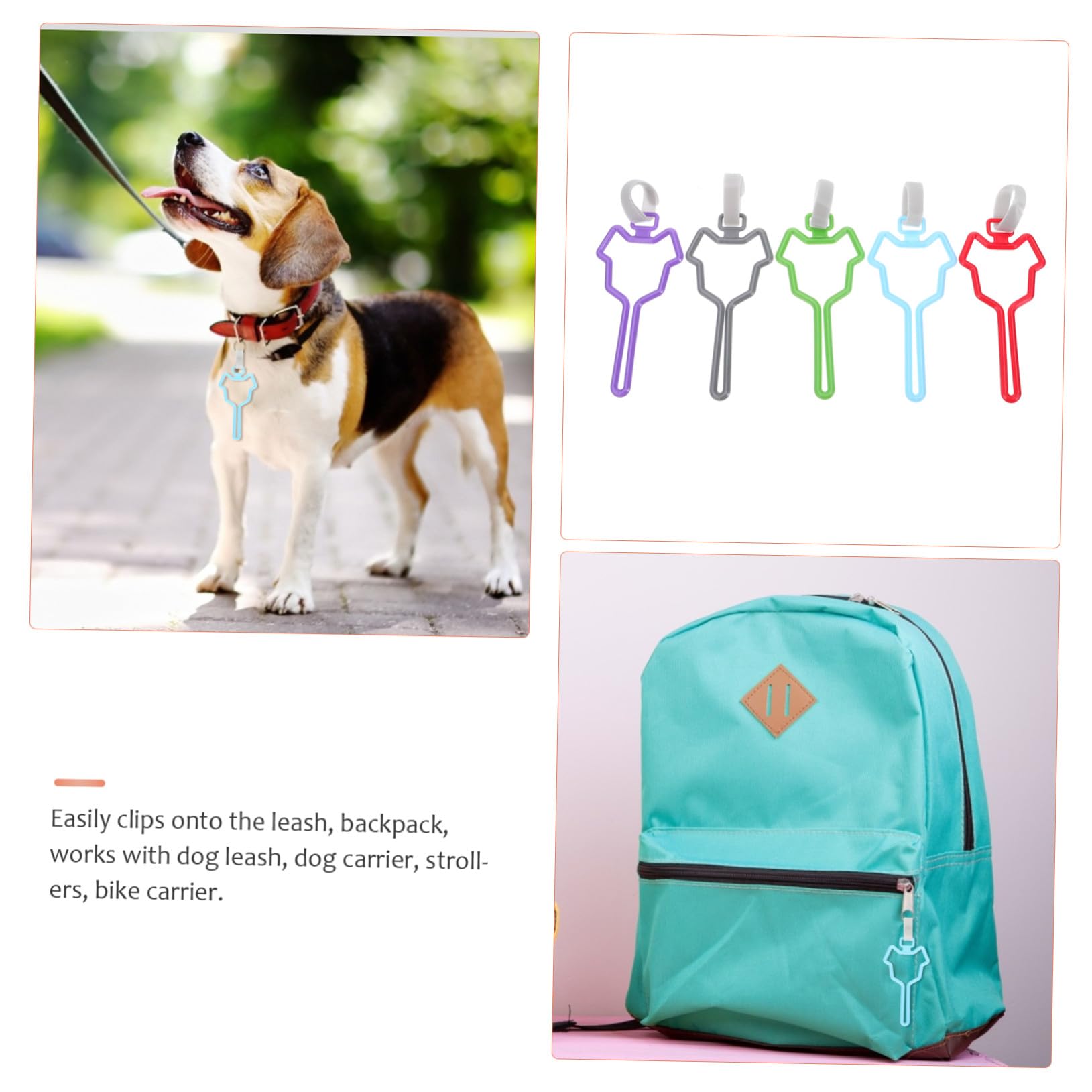 GALPADA 5 pièces Support à Déjections Canines Clip pour Laisse Distributeur Sacs Ramasse-crottes Chiot Accessoire Chien Pratique et Compatible Clé