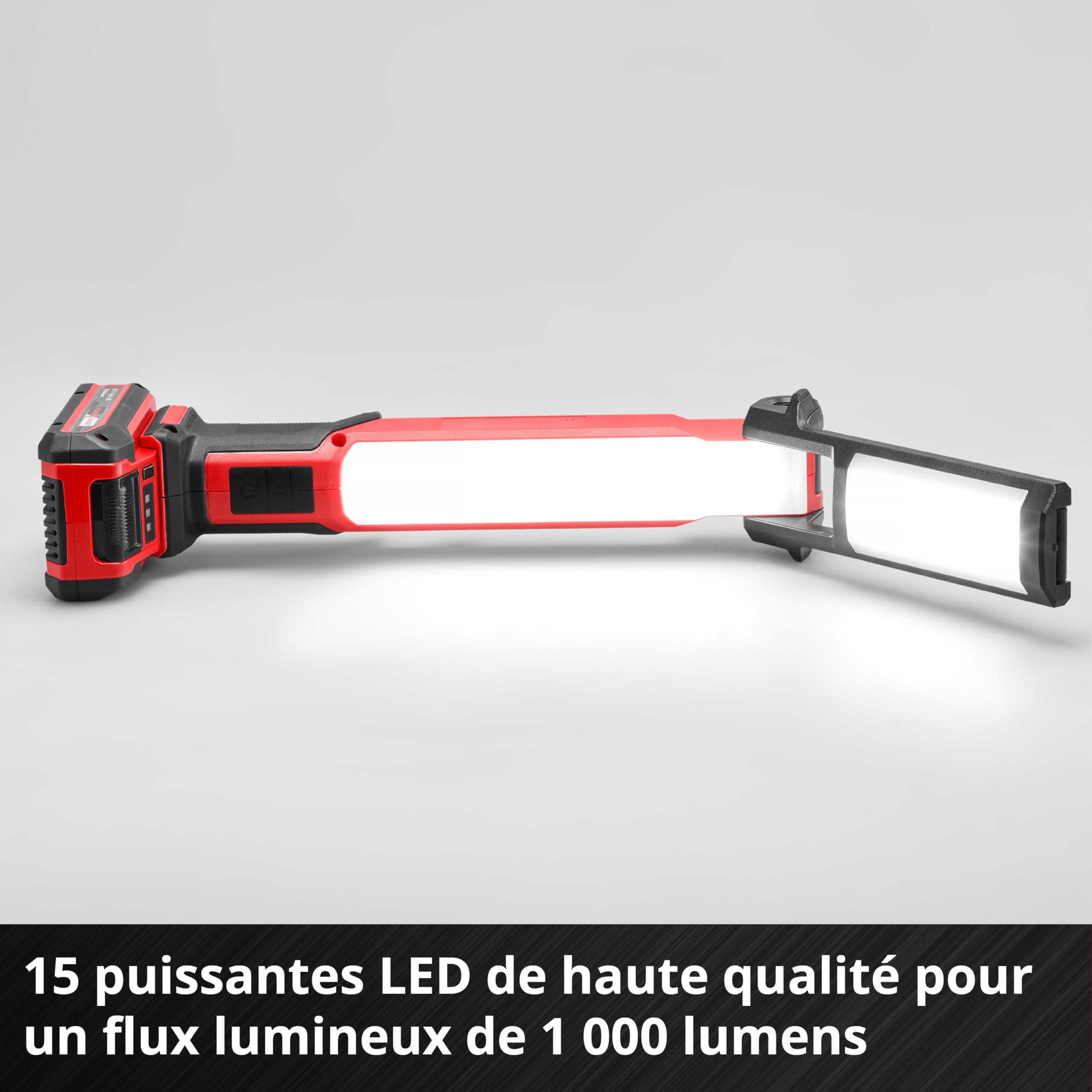 Einhell Lampe sans fil TE-CL 18/1000 S Li-Solo Power X-Change (18 V, tête lumineuse rabattable, 3 options d’éclairage, 15 LED, 1 000 lumens, 5 700 K, sans batterie)