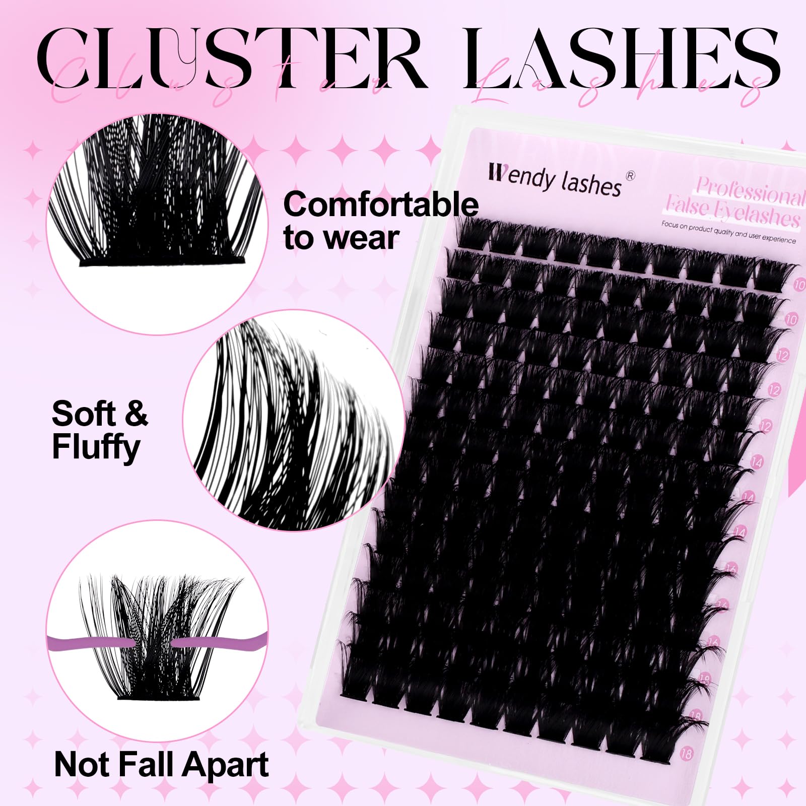 Faux Cils Individuel D Curl 200D Wispy Cils Individuels Naturels 10-18mm Réutilisables Cluster Lashes Extensions Cils DIY à La Maison(200D-0.07D-1018)