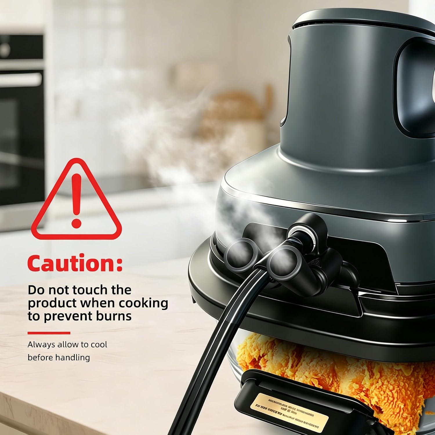 Silicone Steam Diverter for Ninja Crispi Glass Air Fryer FN101 Series, Rotatable Heat Deflector Air Fryer Accessory, Helps Redirect Hot Air Away from Power Cord (Black)