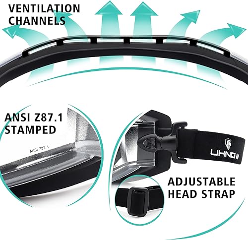 Miniatura 5 de UKNOW Gafas de seguridad para usar sobre gafas  Lente transparente antivaho  Protección ocular certificada ANSI Z87.1 para trabajo de laboratorio,