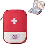 First Aid Bag Empty, Small Portable Empty First Aid Kit Bag, Lightweight Waterproof Medical Storage Pouch, Dividers Travel Medicine Bag for Home Office Camping Hiking Car Emergency, Red