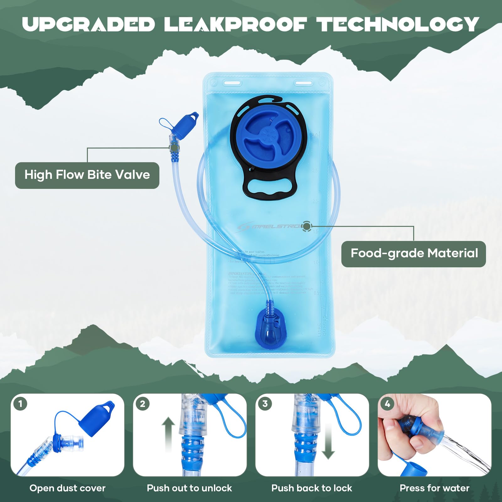 Maelstrom Trinkrucksack mit 2L/3L Trinkblase, Abnehmbarer Flaggen-Patch | 20L Stauraum, isoliertes Trinkblasenfach, leichtes Design für Wandern, Radfahren, Laufen und Trailrunning