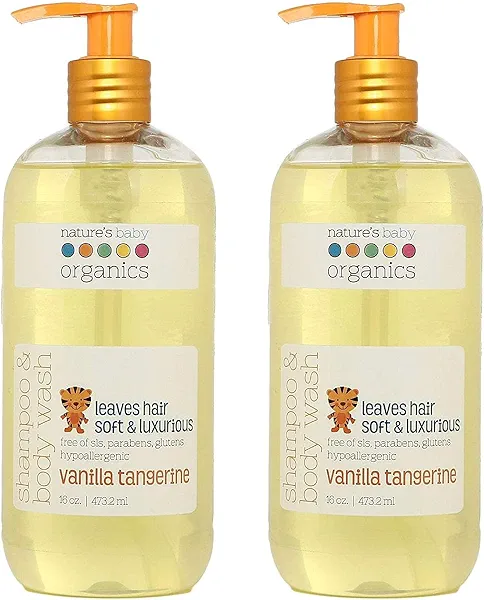 Nature's Baby 3-in-1 Shampoo/Body/Face Wash - Formulated for Problem and Sensitive Skin - No Sulfate or Artificial Fragrances - Tear Free - Vanilla Tangerine, 16 oz, 2 Pack