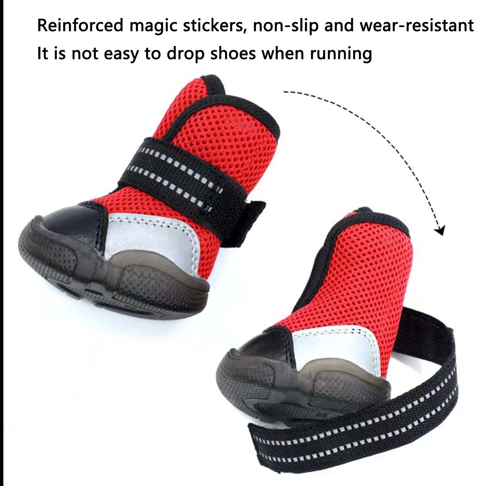 JUSHZ Hundeschuhe Wasserdicht Pfotenschutz Dog Shoes Hund Schuhe Für Große Hunde Atmungsaktiv 4er-Set Abriebfester Anti Rutsch Gegen Hitze Haustierschuhe Mesh-Tuch (4,Blue)