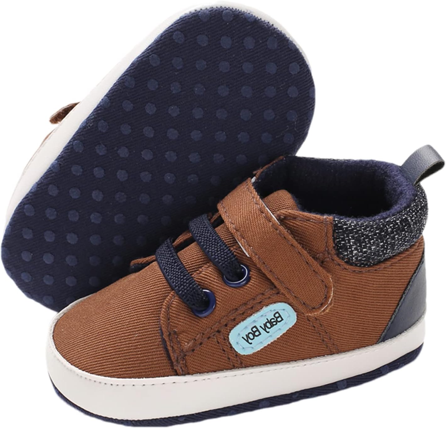 Baby Girl Boy Sneakers Soft Sole First Walking Shoes Toddler High Top Sneakers First Walker Infant Crib Shoes Newborn Baby Canvas Shoes 0-18 Month