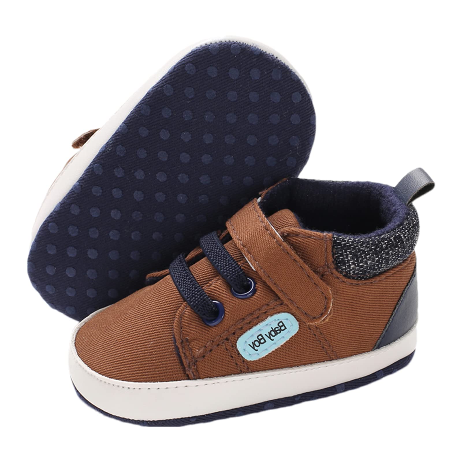 Baby Girl Boy Sneakers Soft Sole First Walking Shoes Toddler High Top Sneakers First Walker Infant Crib Shoes Newborn Baby Canvas Shoes 0-18 Month