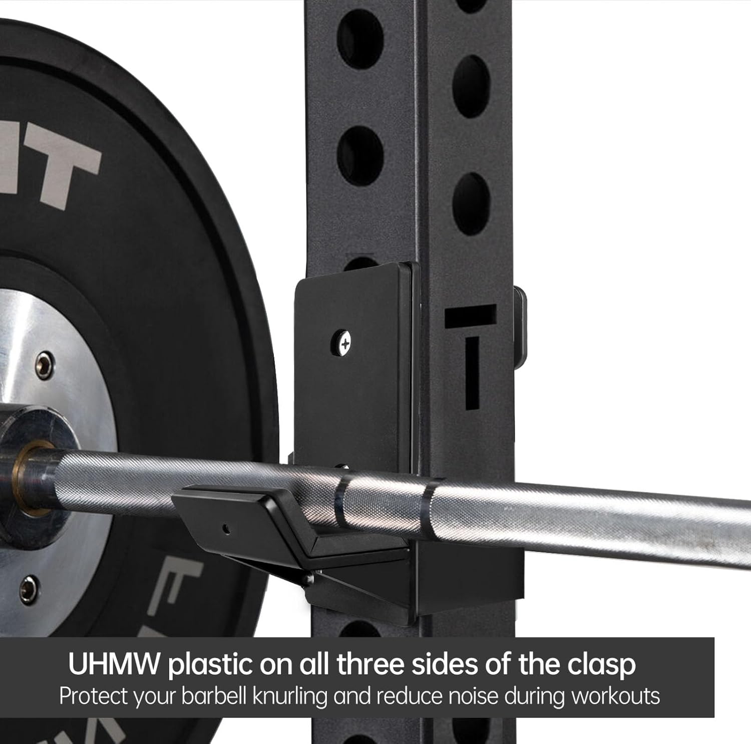 J Hooks for 3" x 3" Power Rack, Rubber Pad J-Hook for Power Cage, Bottom Reinforced Steel J Cups for Squat Rack