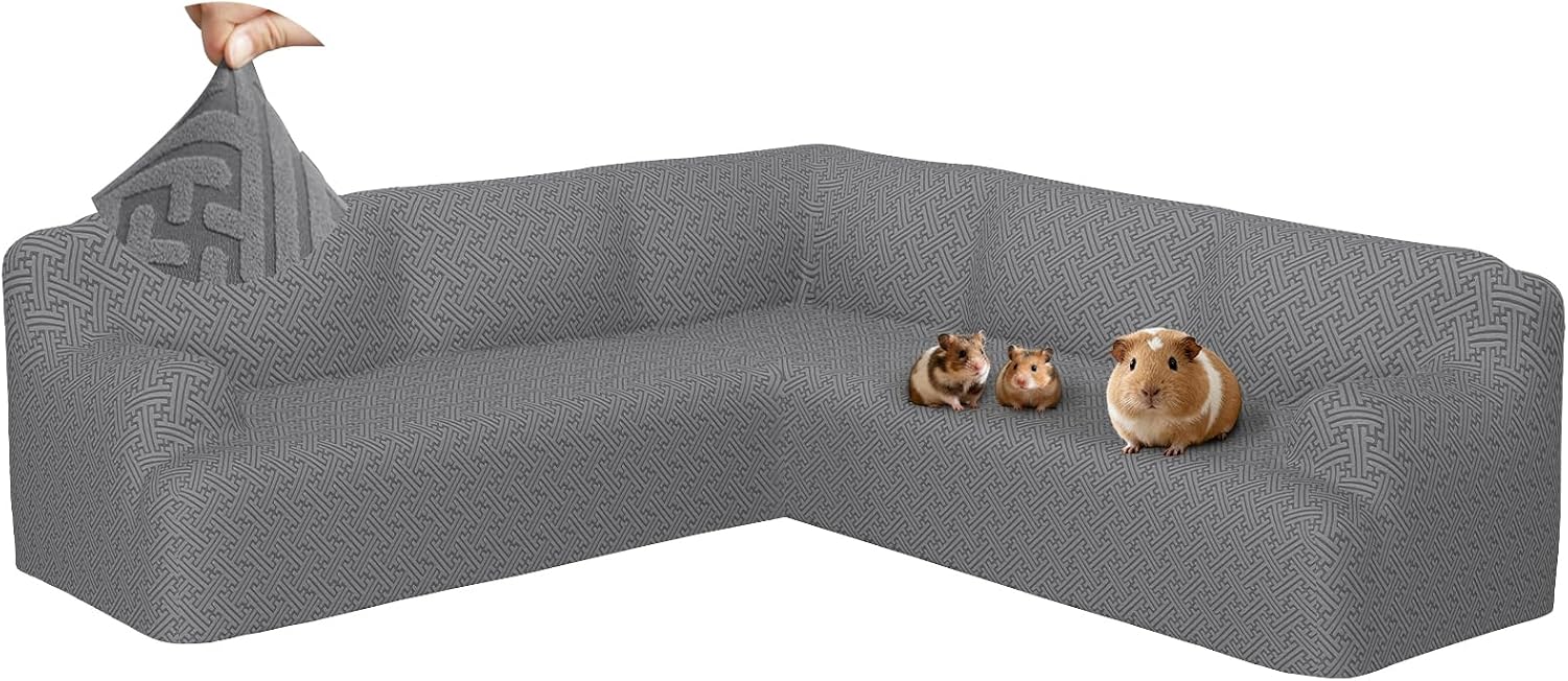 Sectional Couch Covers L Shape Sofa Cover 1 Piece Stretch Corner Couch Covers Non Slip Washable Sofa Slipcovers Soft Fleece Furniture Protector for Dogs Pet（X-Large, Dark Gray）