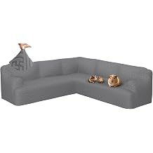 Sectional Couch Covers L Shape Sofa Cover 1 Piece Stretch Corner Couch Covers Non Slip Washable Sofa Slipcovers Soft Fleece Furniture Protector for Dogs PetX-Large, Dark Gray