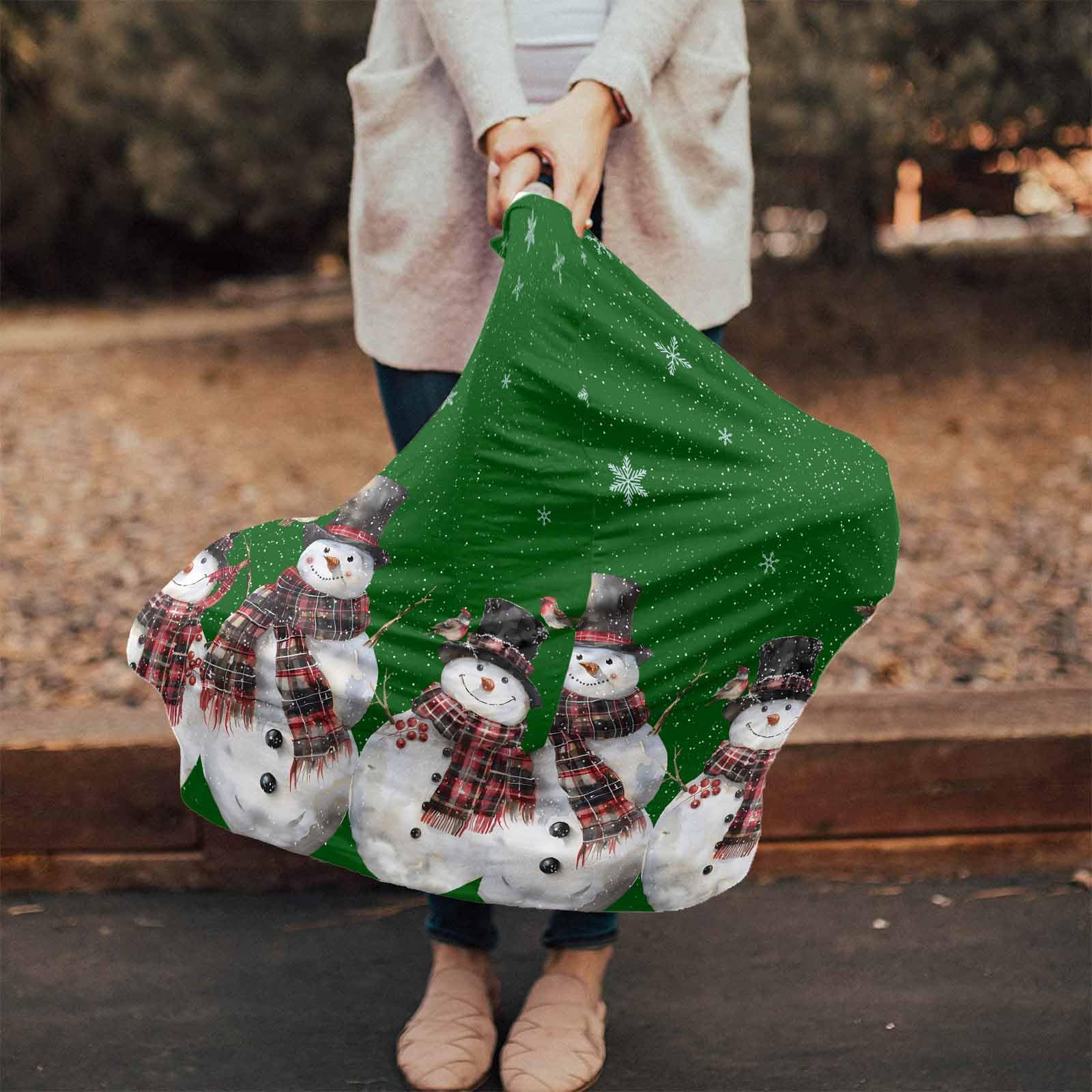 Nursing Cover for Breastfeeding Scarf, Xmas Top Hat Snowmen Cardinals Snowflake Dark Green Baby Car Covers Super Soft Multi Use for Canopy Shopping Cart Cover Blanket Stroller Cover