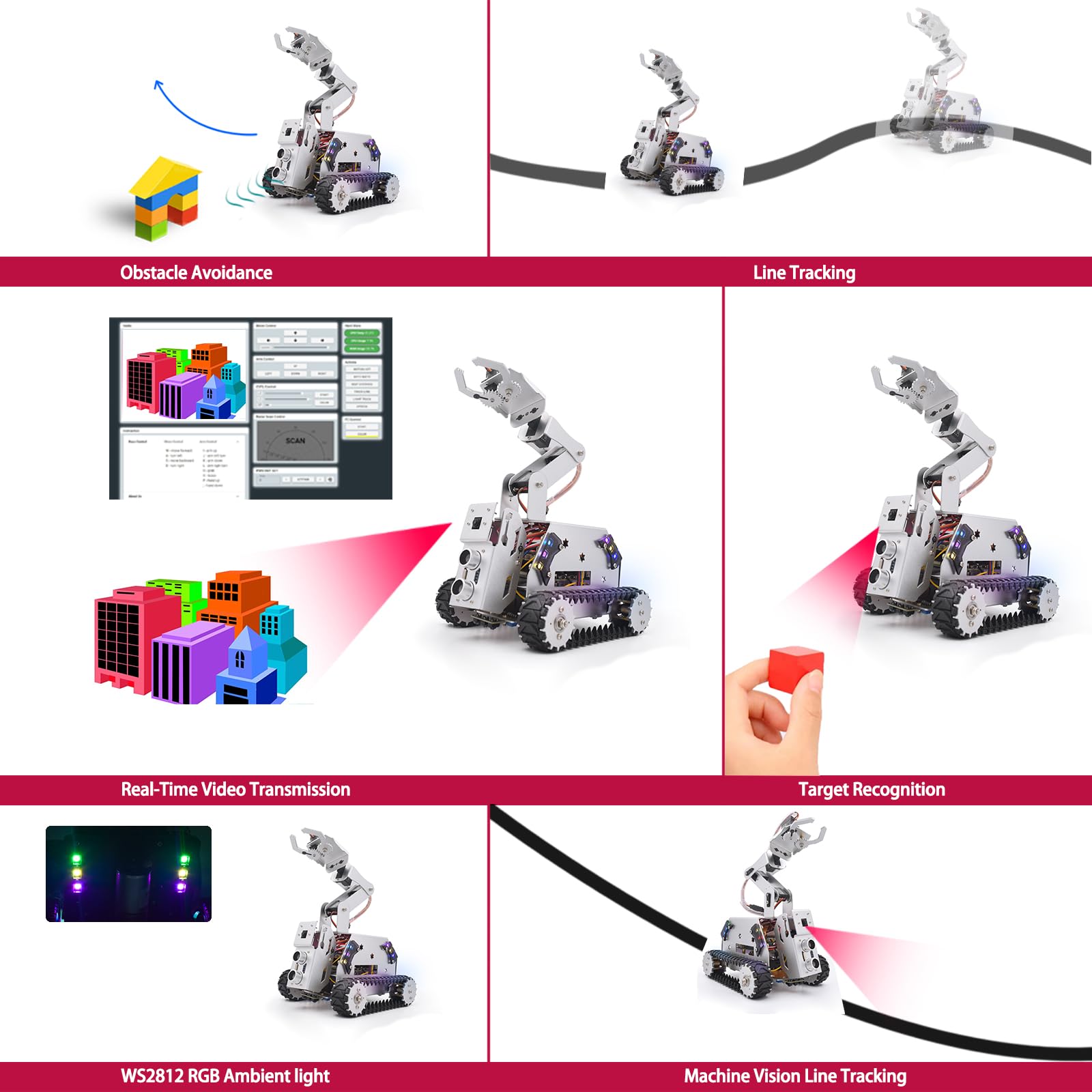Adeept RaspTank Metal Smart Car Kit for Raspberry Pi 5/4B/3B/3B+(Board Not Included) - Image 4