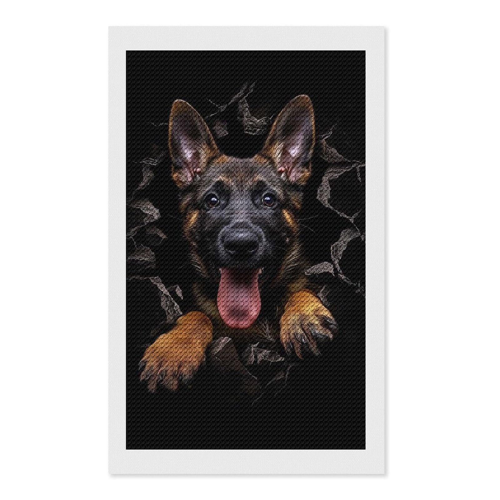 Junmoney Belgian Malinois Diamond Art Kit 12"x20", Modern Decor, Farmhouse Decor, Home Wall Art, Festive Craft Gift, Handmade Wall Decor