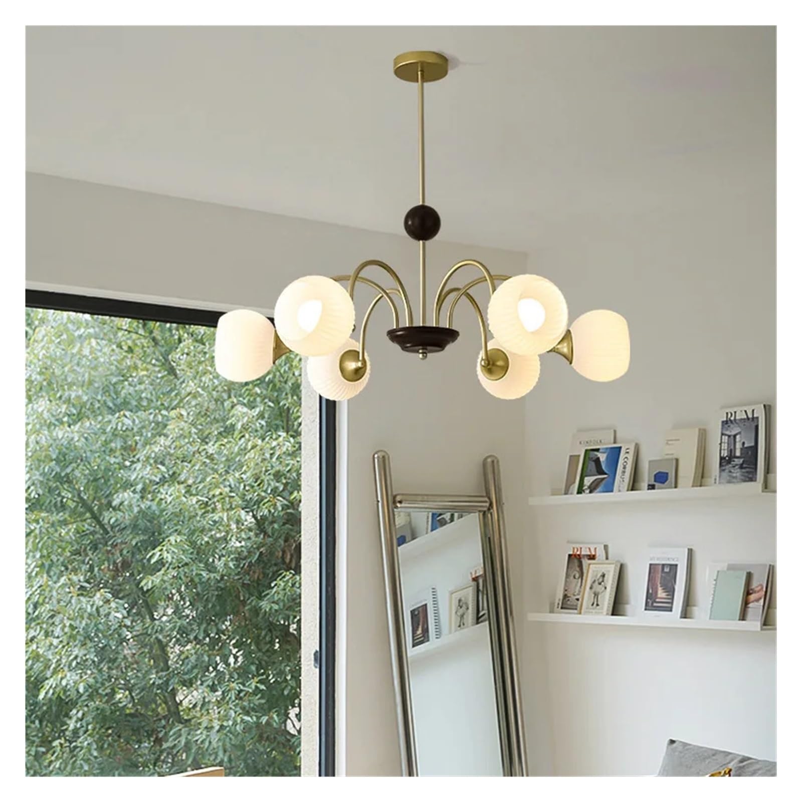 MESOVFCA French Retro Light Luxury Glass Pendant Lamp for Living Room Restaurant Study,Warm Atmosphere