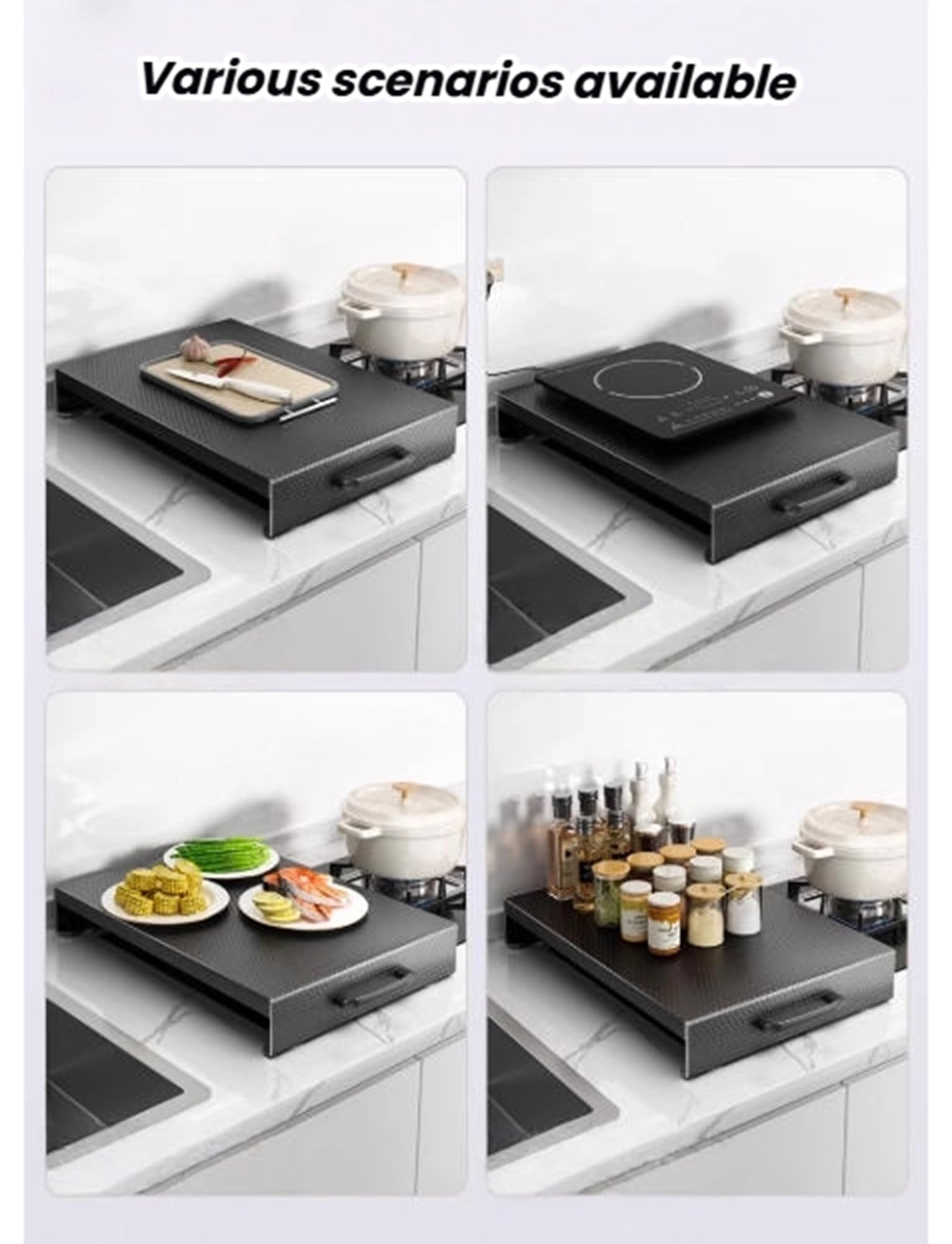 Cubiertas protectoras for cocina, placa de acero al carbono for placa de gas, cubierta for placa de fideos(L40xW48xH7cm/15.7x18.9x2.8in)