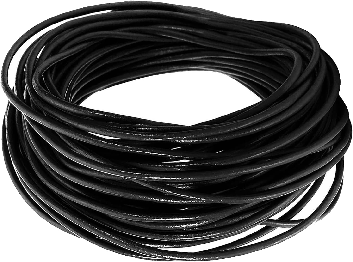The Bead Shop Genuine Leather Cord 5 Metres - 1.5mm Round - Black - Cowhide Leather String for Jewellery Making Bracelets & Necklaces