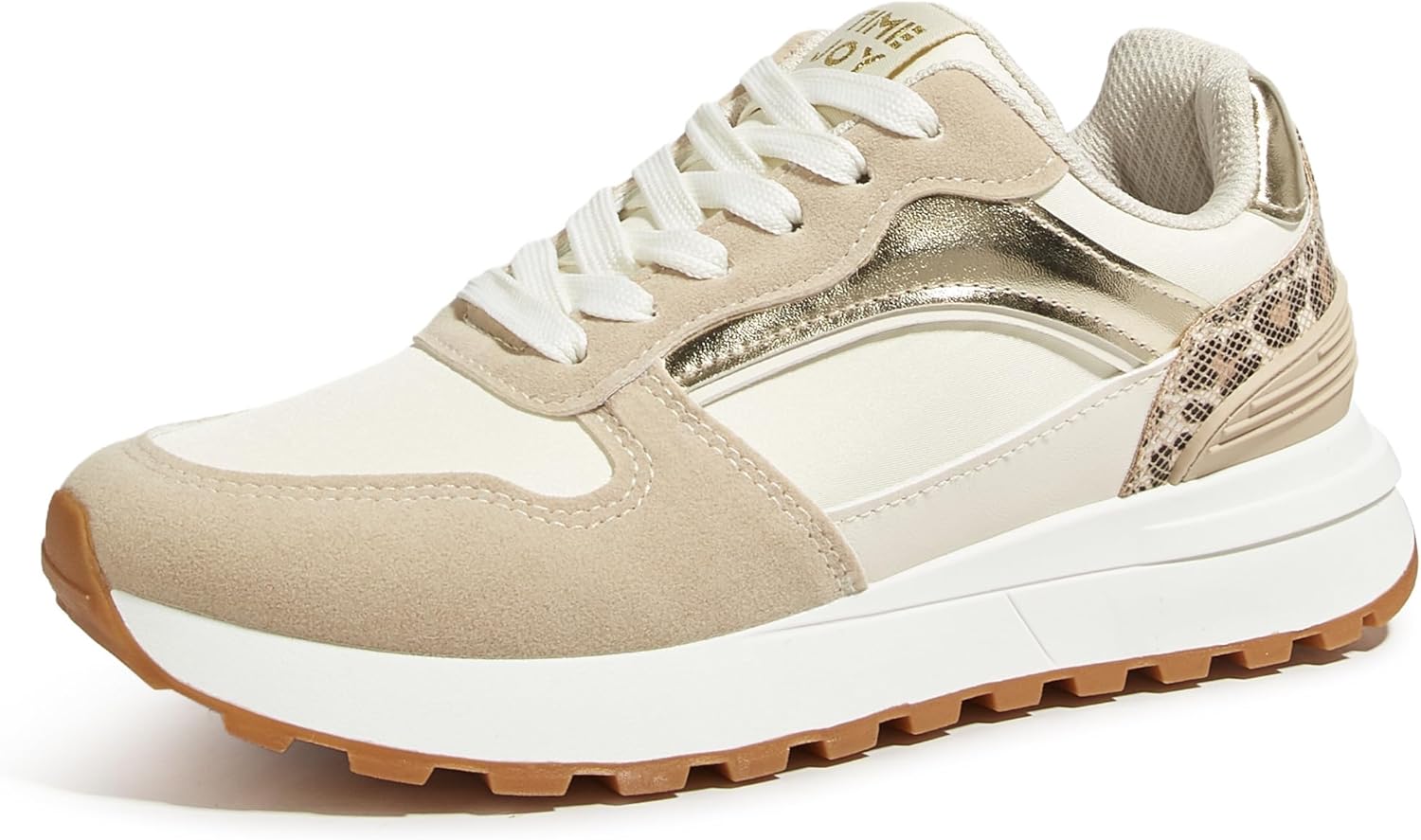 Women's Retro Platform Sneakers Colorblock Oxford Fabric Chunky Lace-Up Shoes with Recyclable Material Insole for Tennis, Walking & Casual