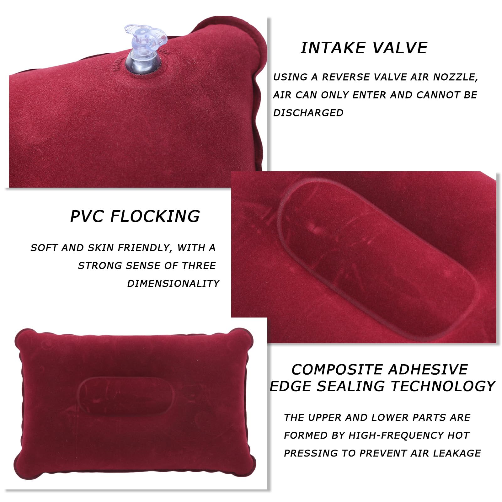 Almohadas inflables GWAWG para camping, viajes, playa, cuello, superficie flocada, ultraligeras portátiles