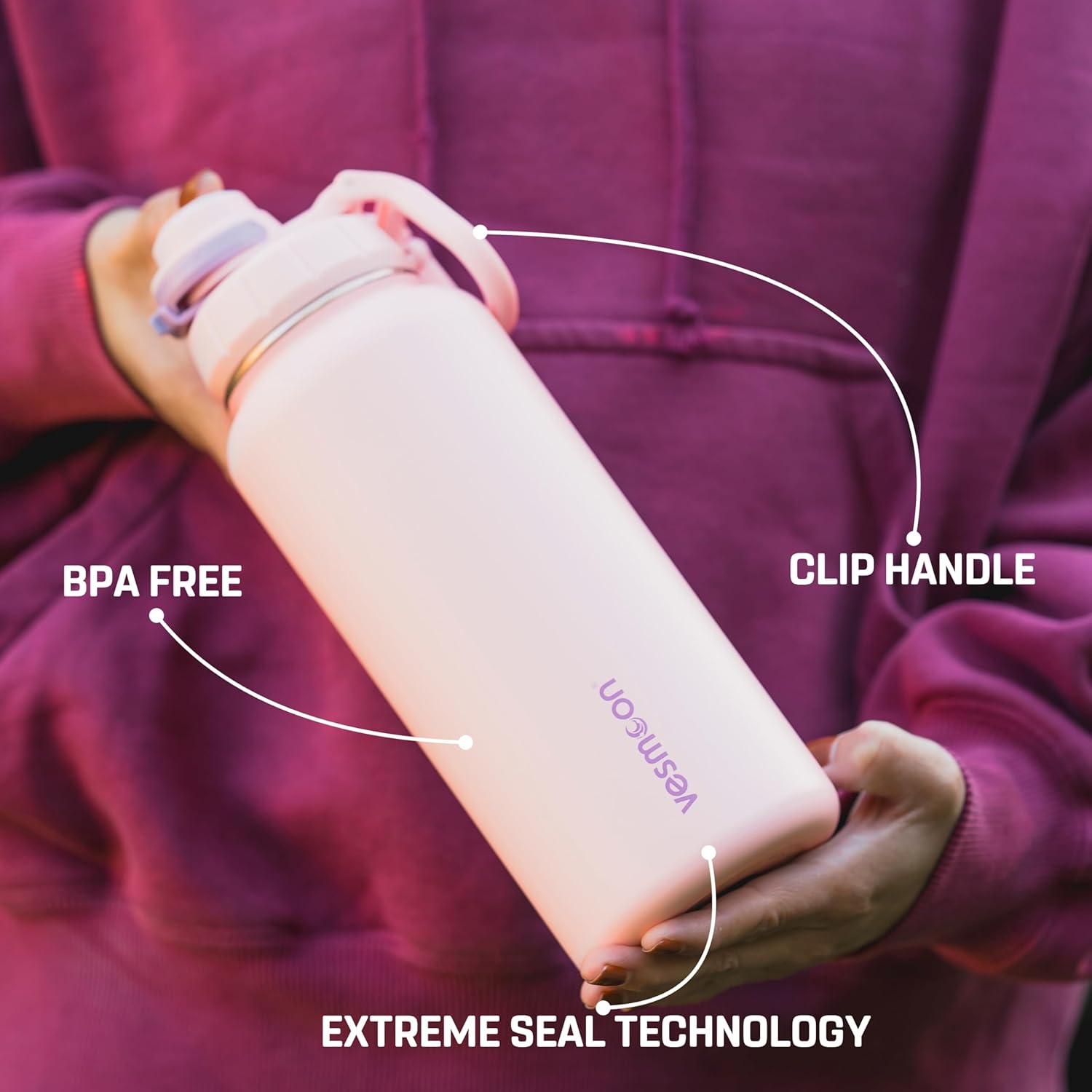 Vesmoon Vessence 32 Oz Stainless Steel Tea Infuser Bottle for Loose Leaf Tea, Water, Herbs, Fruits - Triple Layered Insulated, Leak Proof Bottle with Lid and Clip Handle - 24 Hours Hot/Cold - Image 4